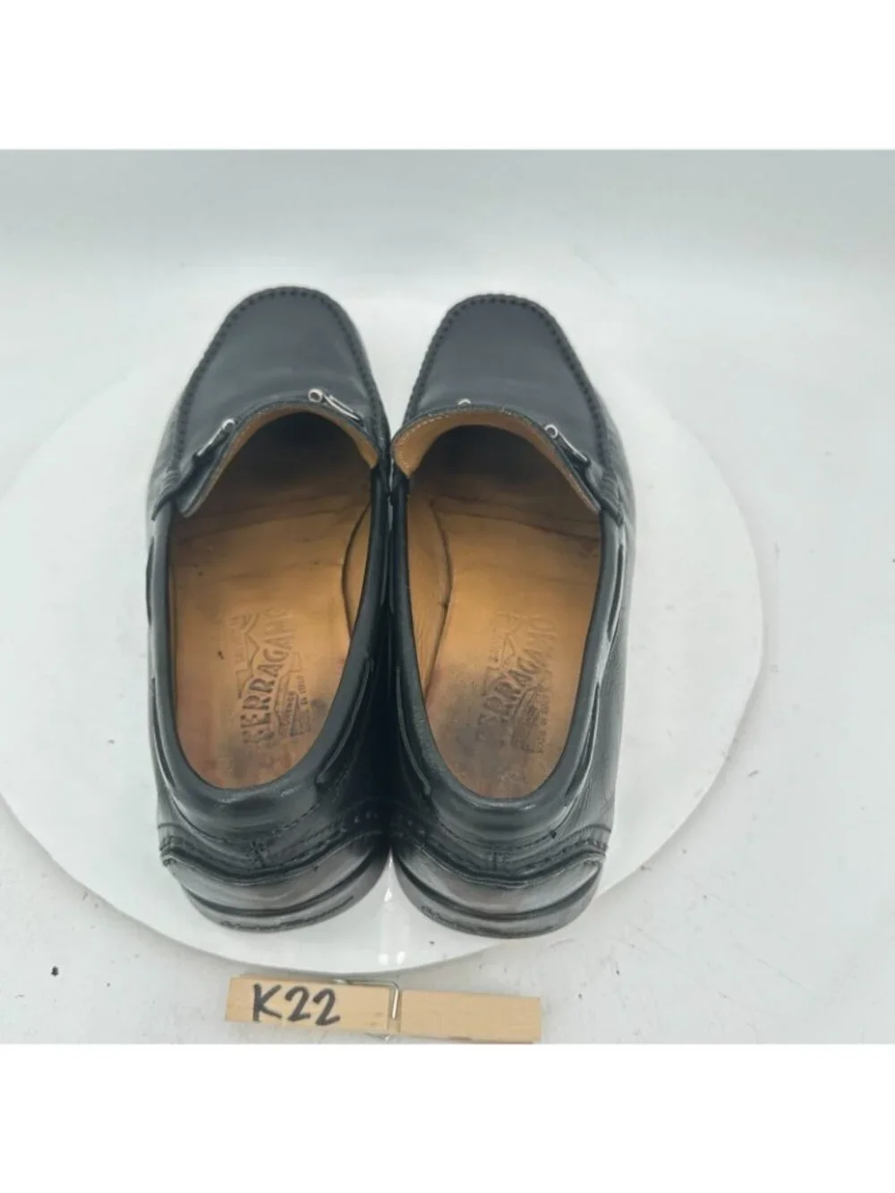 Salvatore Ferragamo Men Size 8 2E Black Leather Horsebit Loafer Dress Shoes